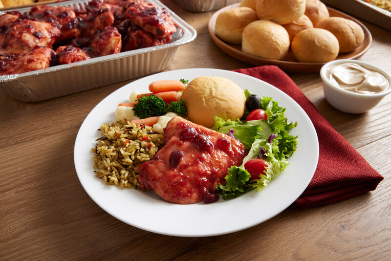 holiday meal catering with cranberry chicken